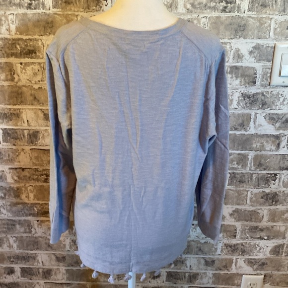 J. Crew Factory long sleeve top. Size M. Light blue. tassels at waist. - Picture 7 of 14